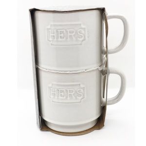 HERS Coffee Cups Gray/White Glaze (2)